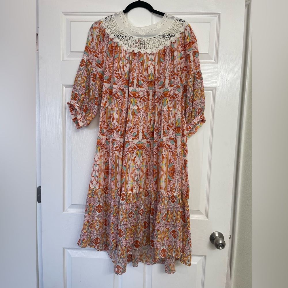 by Anthropologie Floral Lace Lounge Dress | Size Small